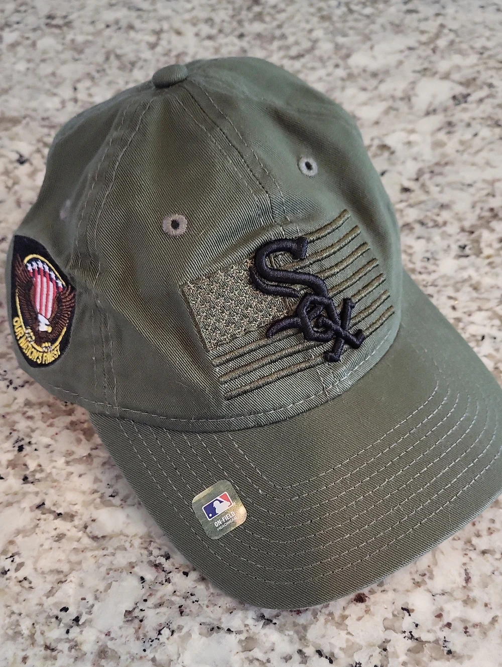 Chicago-White Sox Baseball Cap MLB Olive Green with Flag Patch